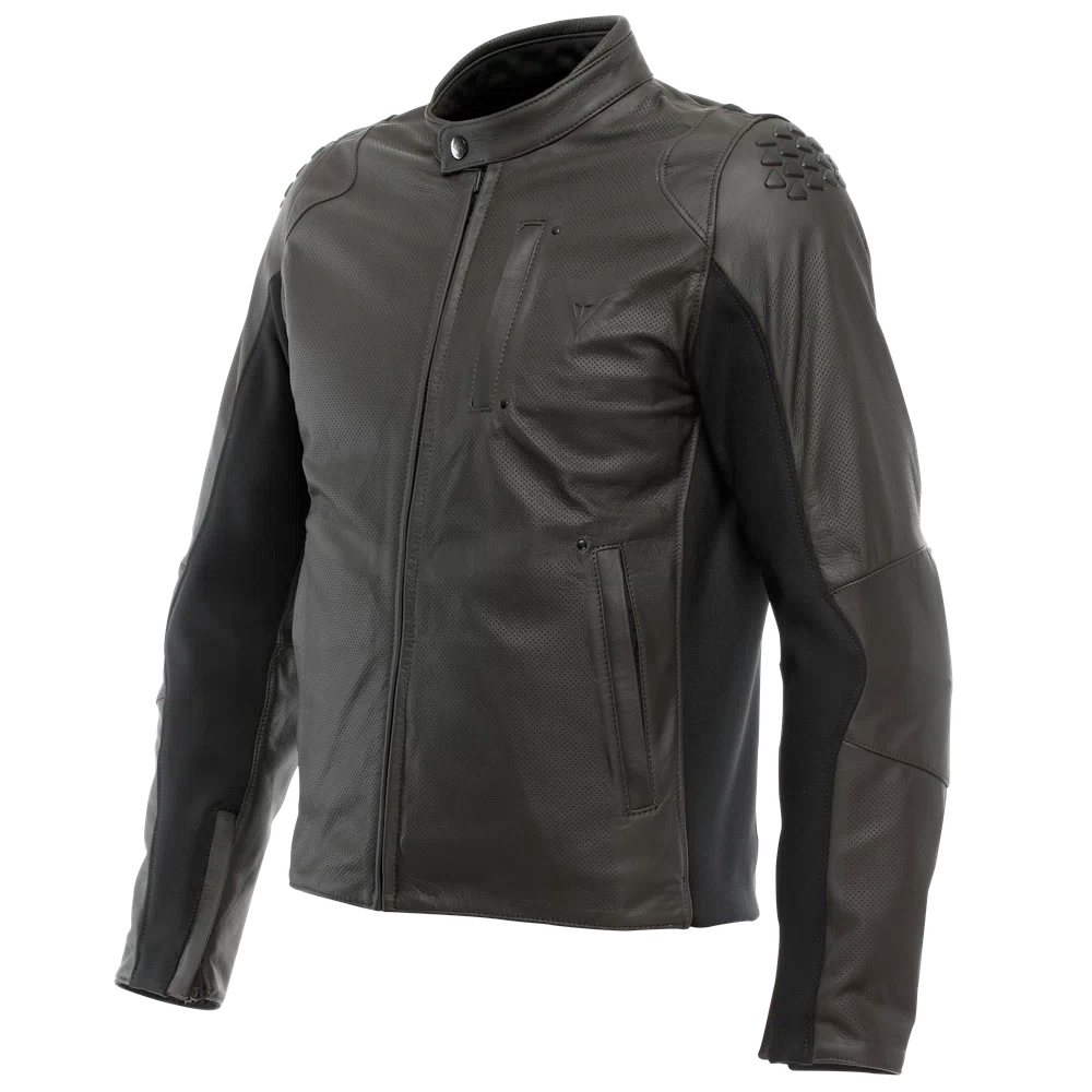 ISTRICE - GIACCA MOTO IN PELLE PERFORATA UOMO